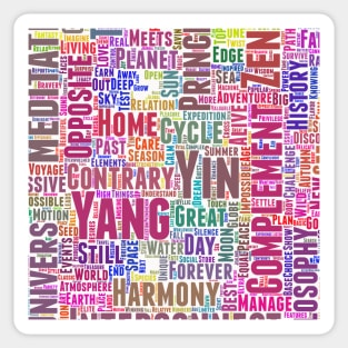 Yin Yan Interconnect Pattern Text Word Cloud Sticker